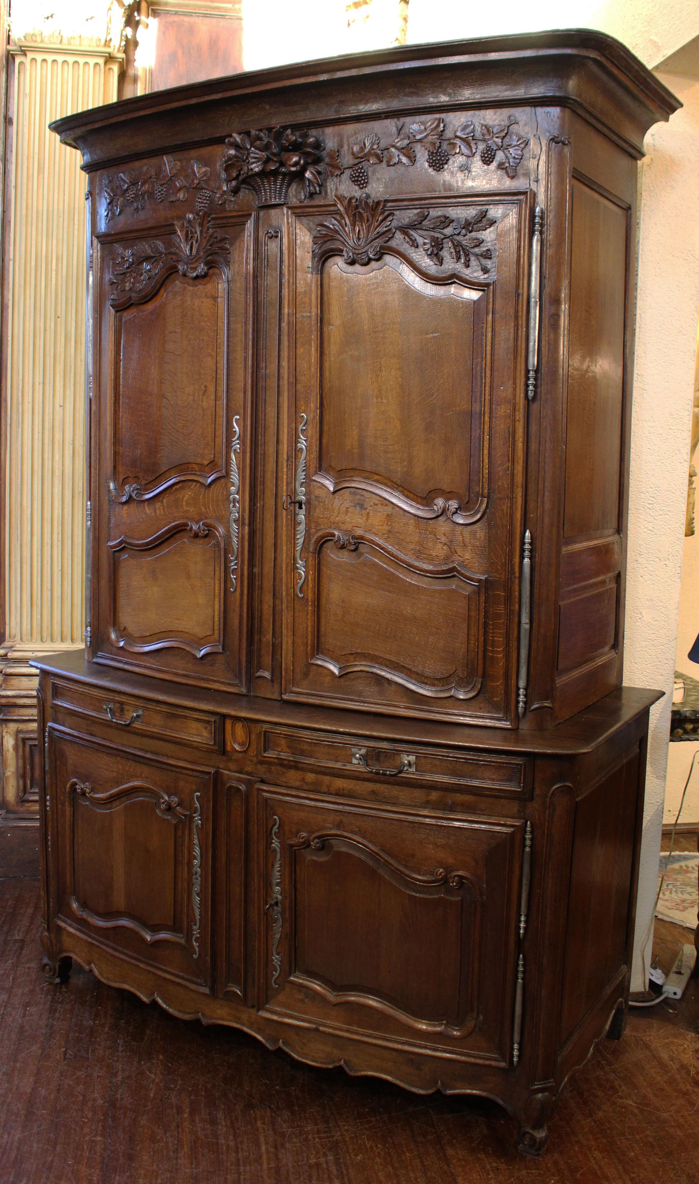 Rococo Grand Country French Buffet a Deaux Corps For Sale