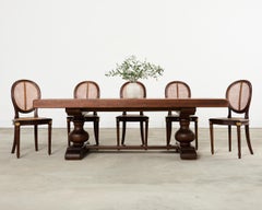 Grand Country French Oak Farmhouse Trestle Dining Table 7.5 Ft