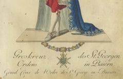 Grand Cross of the Order of St. George in Bavaria: 1791 Hand-Colored Engraving