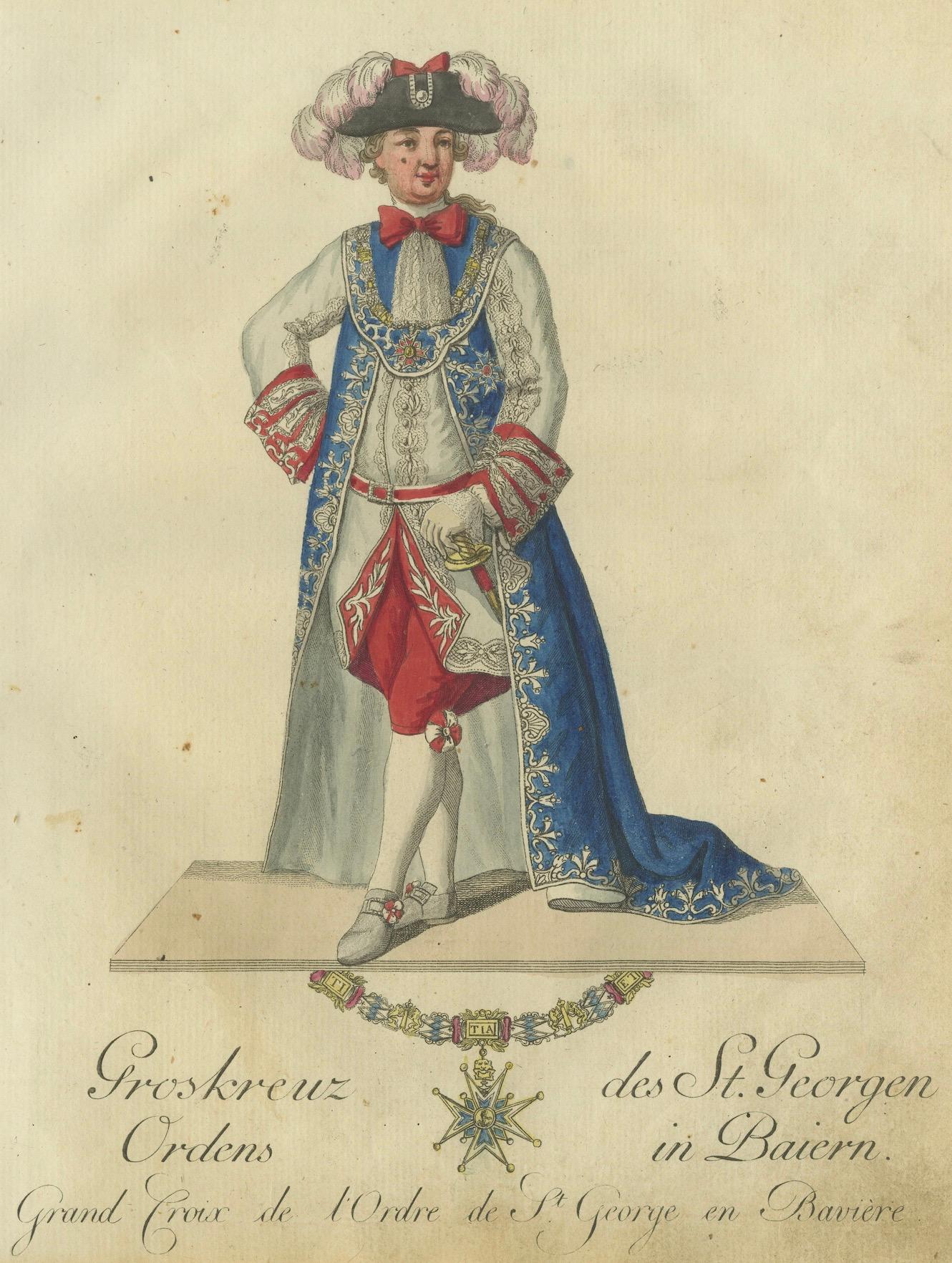 Grand Cross of the Order of St. George in Bavaria: 1791, handkolorierte Gravur (Spätes 18. Jahrhundert) im Angebot