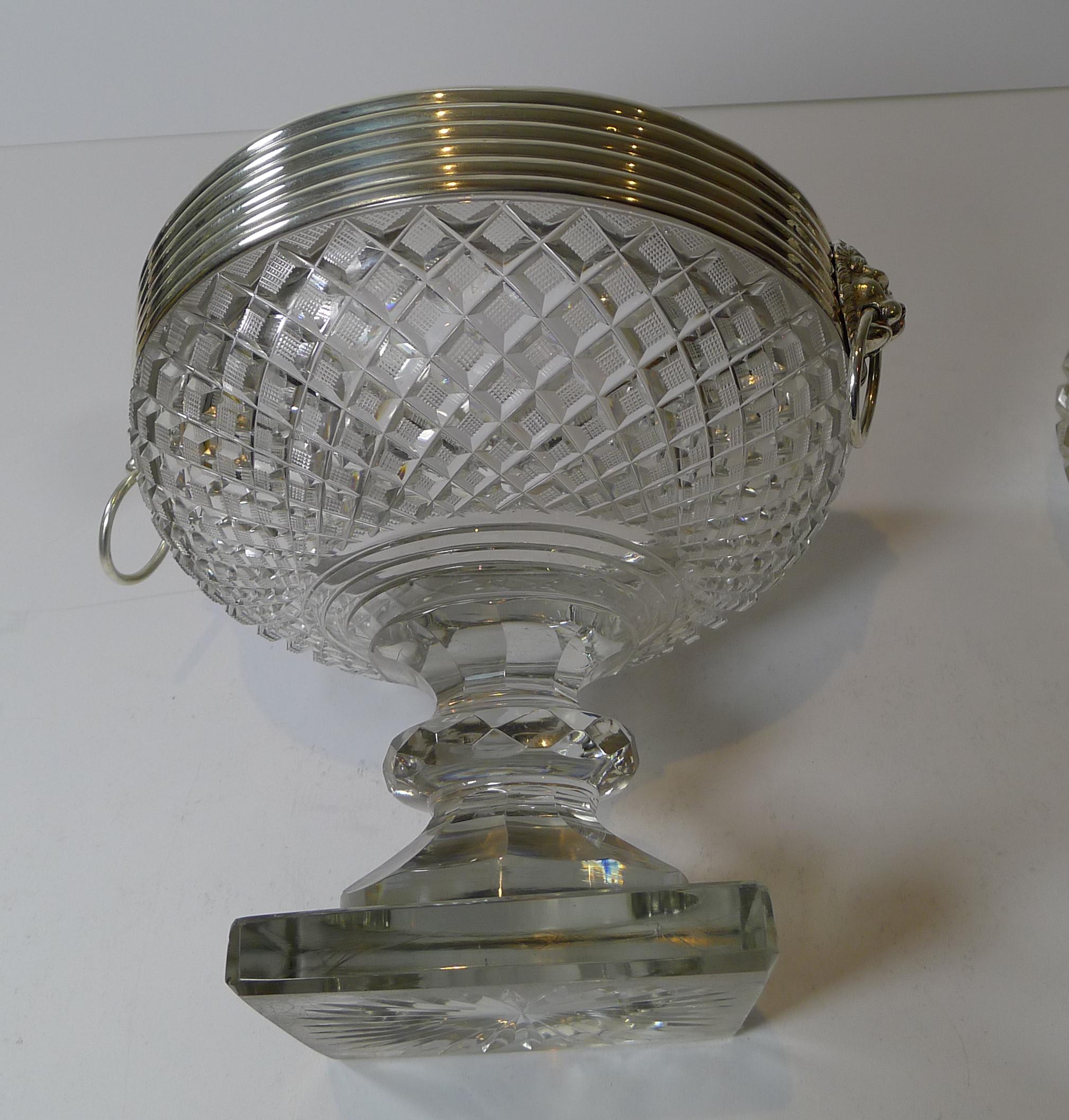 Grand Cut Crystal & Dutch Silver Covered Sweet / Candy Bowl c.1880 For Sale 5