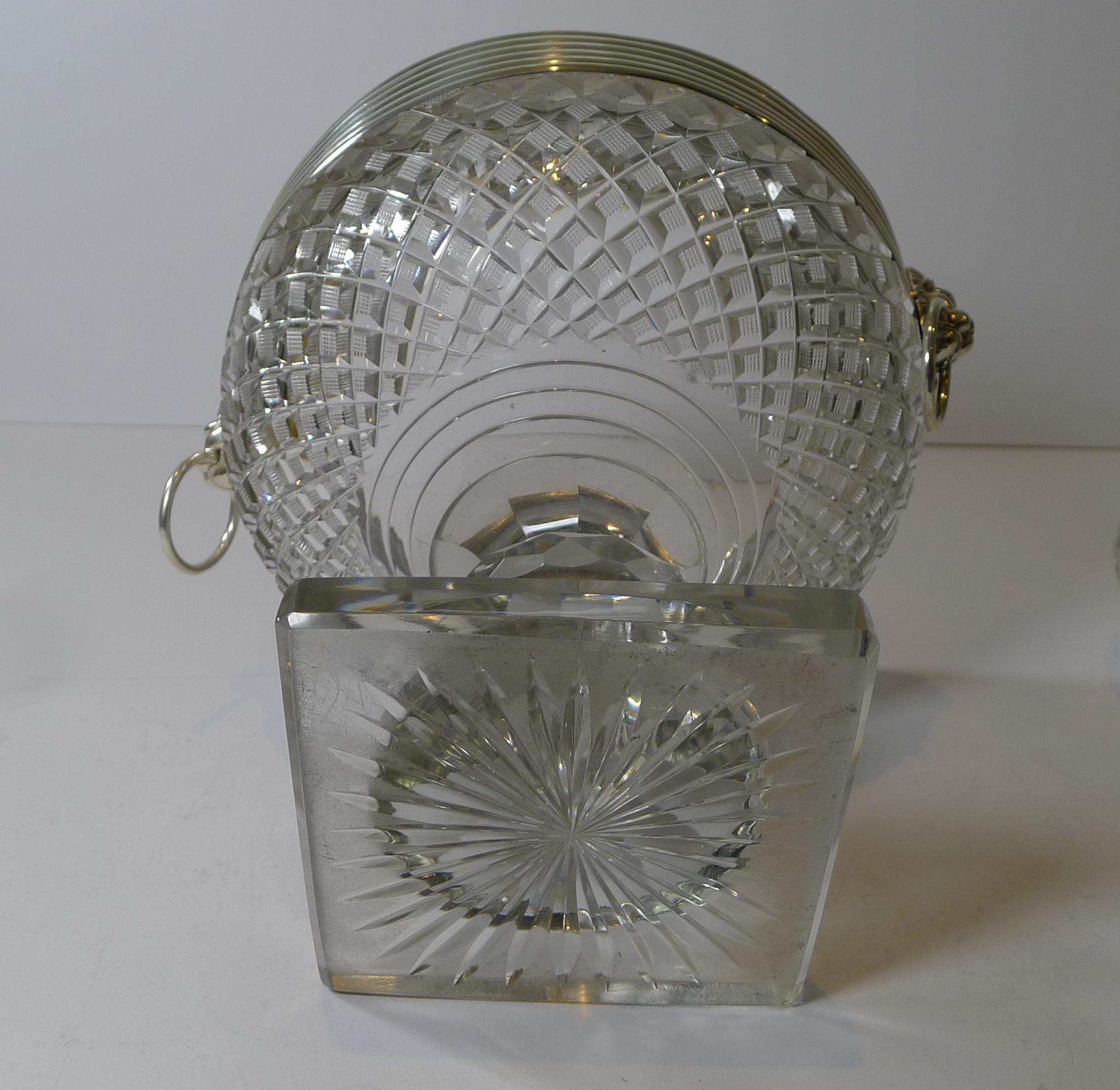 Grand Cut Crystal & Dutch Silver Covered Sweet / Candy Bowl c.1880 For Sale 6