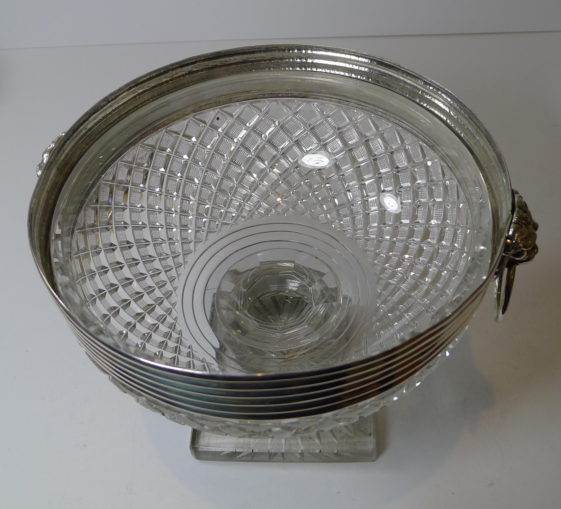 Grand Cut Crystal & Dutch Silver Covered Sweet / Candy Bowl c.1880 For Sale 7