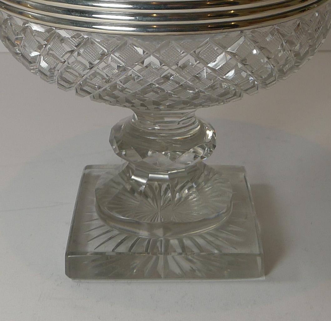 Grand Cut Crystal & Dutch Silver Covered Sweet / Candy Bowl c.1880 For Sale 10