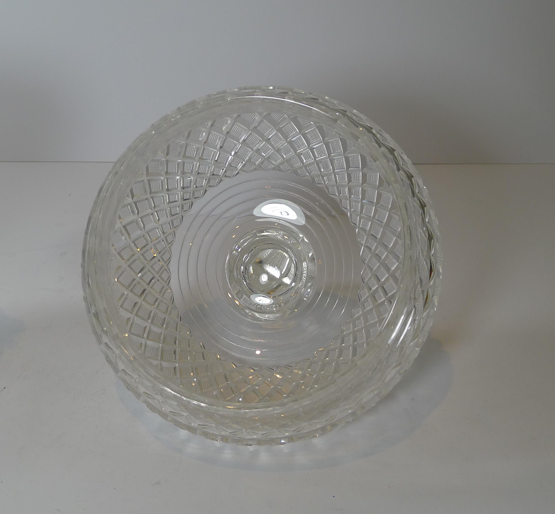 Grand Cut Crystal & Dutch Silver Covered Sweet / Candy Bowl c.1880 For Sale 2