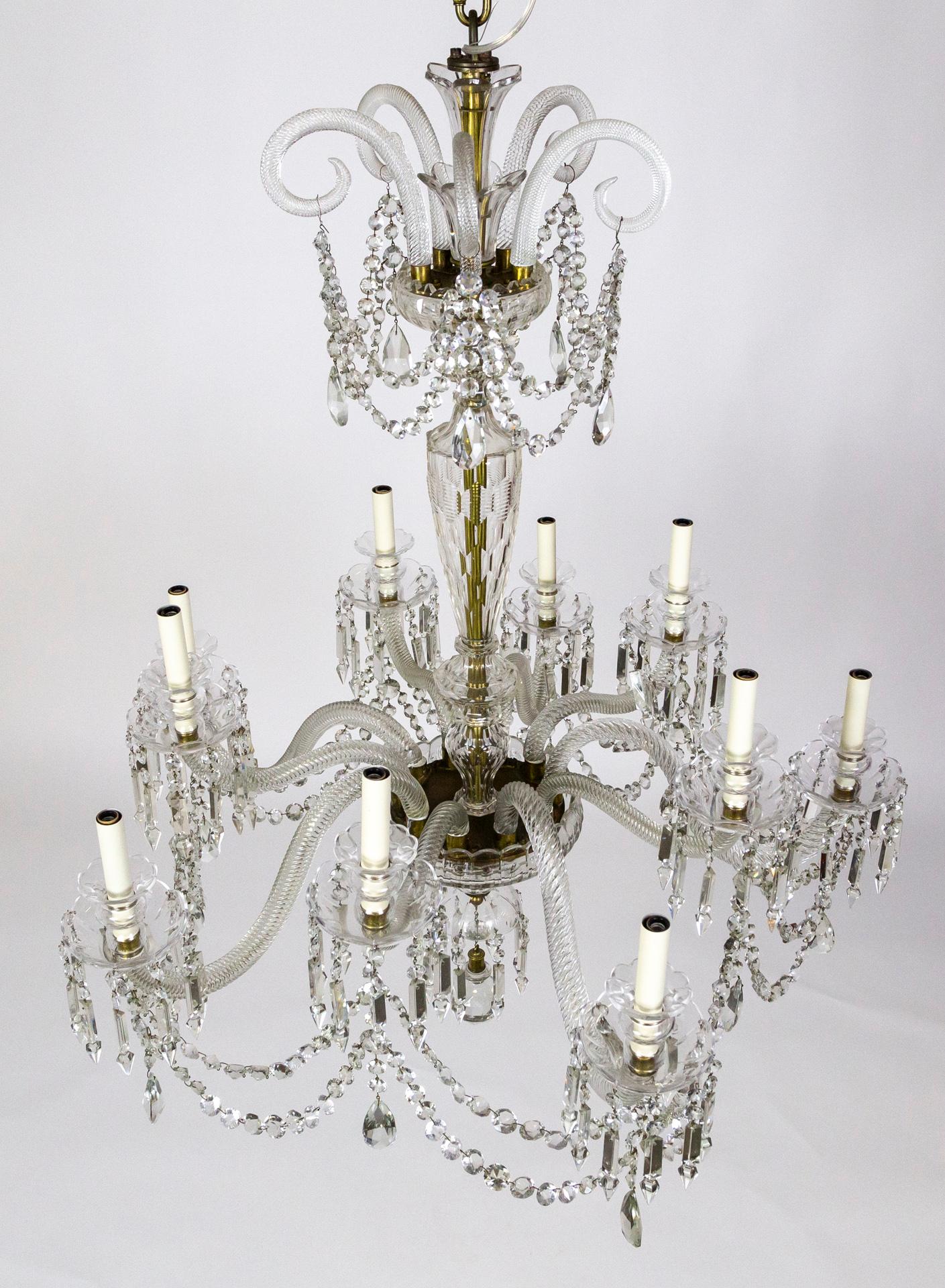 Lustre George III en cristal taillé avec colonne à facettes en vente 9