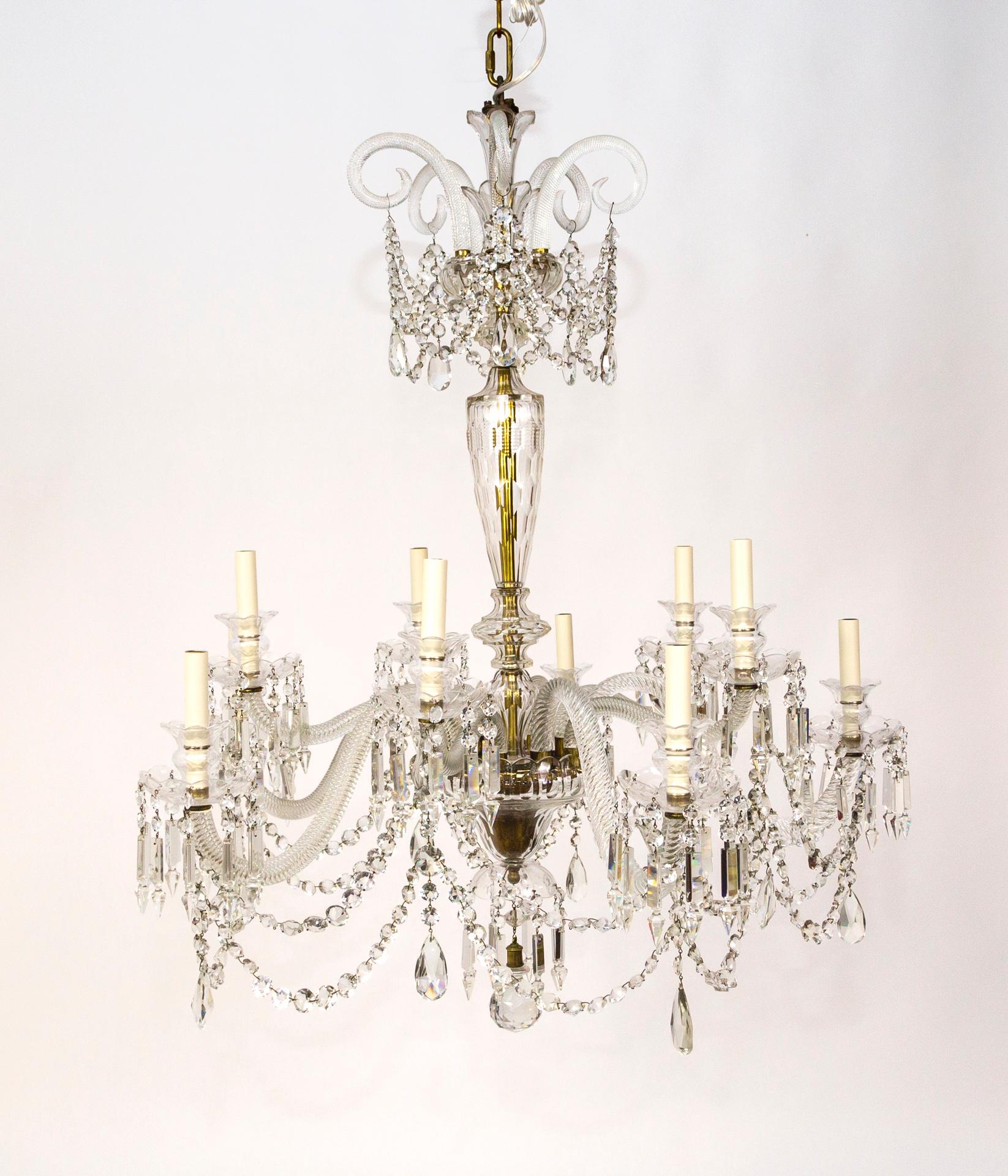 Lustre George III en cristal taillé avec colonne à facettes en vente 3