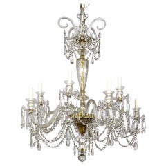 Grand Cut Crystal George III Chandelier w/ Faceted Column 