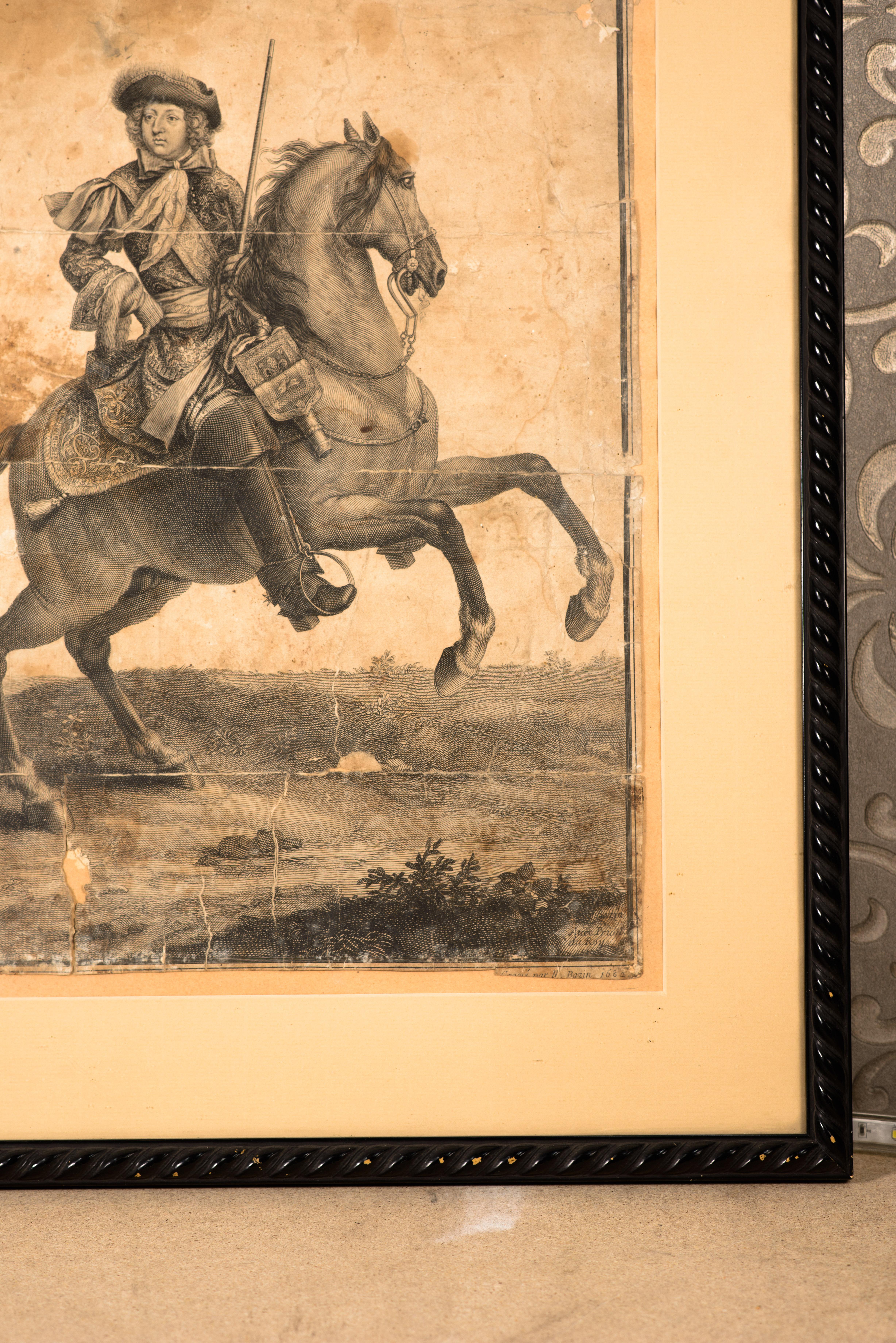 Baroque Grand Dauphin, Louis de France, fils de Louis XIV. Gravure encadrée. BAZIN, N en vente