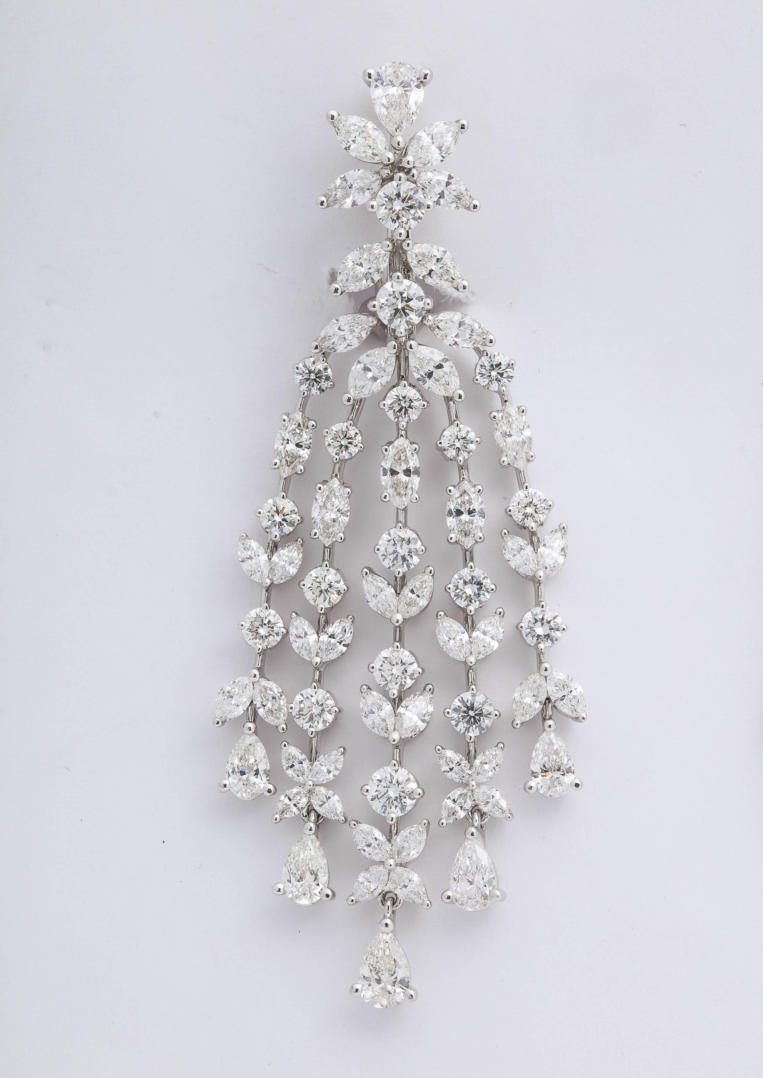 Pear Cut Diamond Chandelier Dangle Earrings For Sale