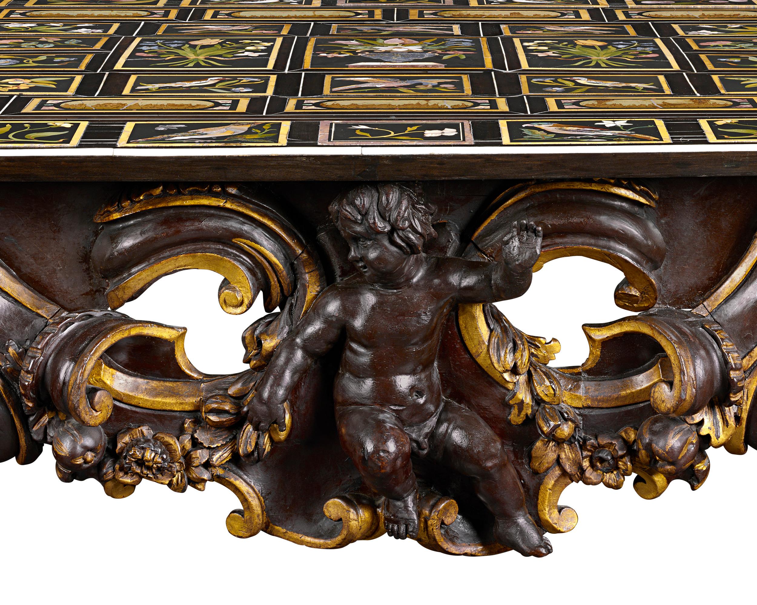 18th Century and Earlier Grand Ducal Pietre Dure Console Tables For Sale