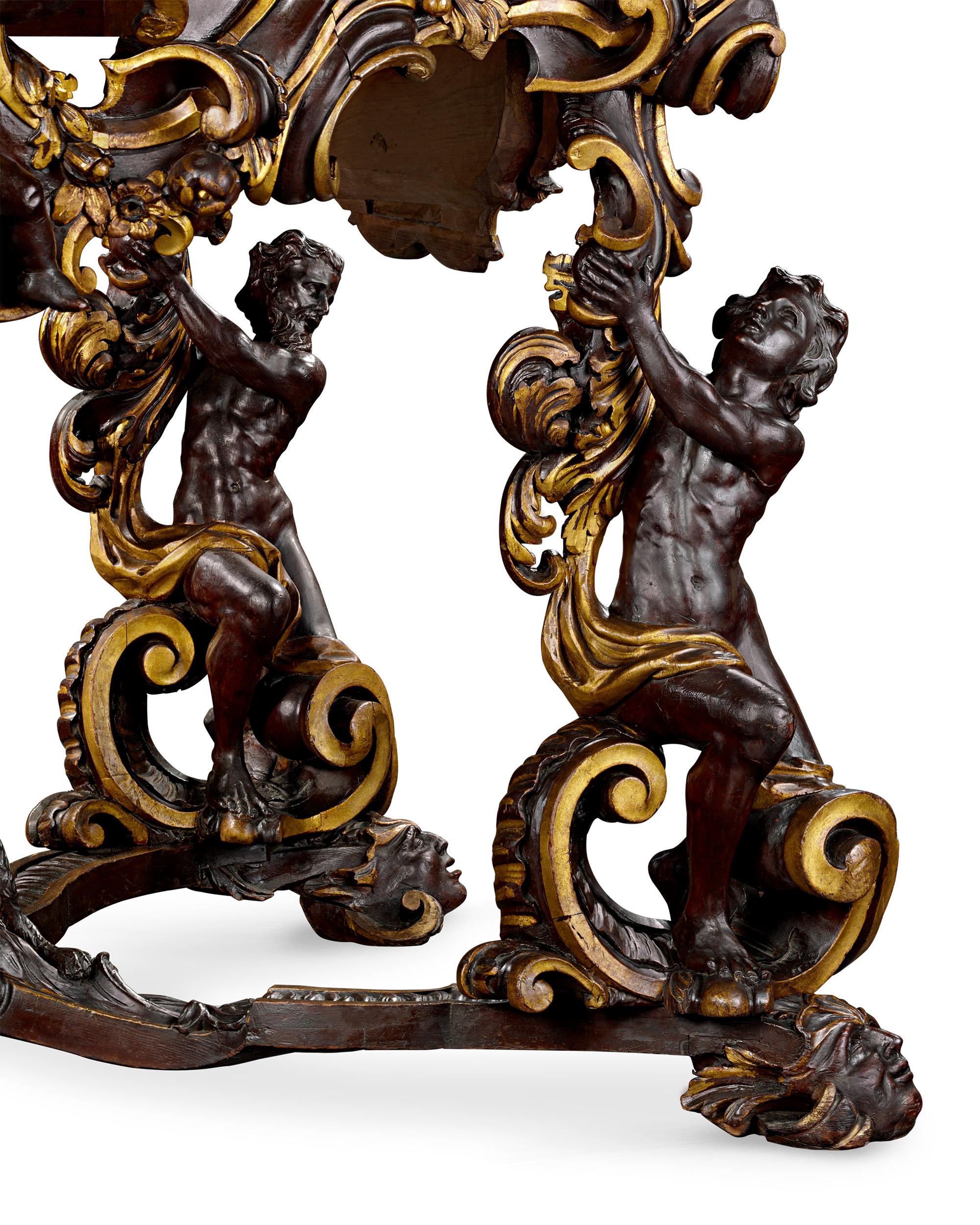Wood Grand Ducal Pietre Dure Console Tables For Sale