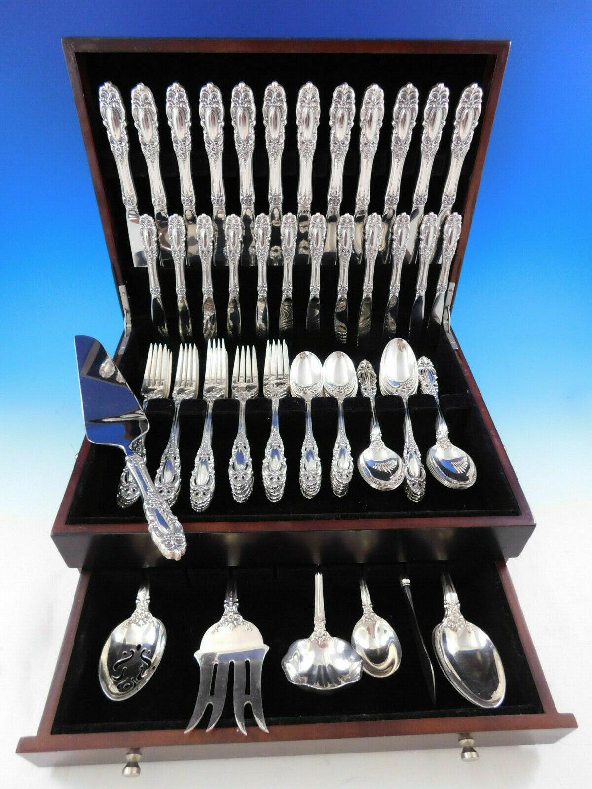 Grand duchess by Towle sterling silver flatware set, 79 pieces. This set includes:

12 knives, 9 1/4