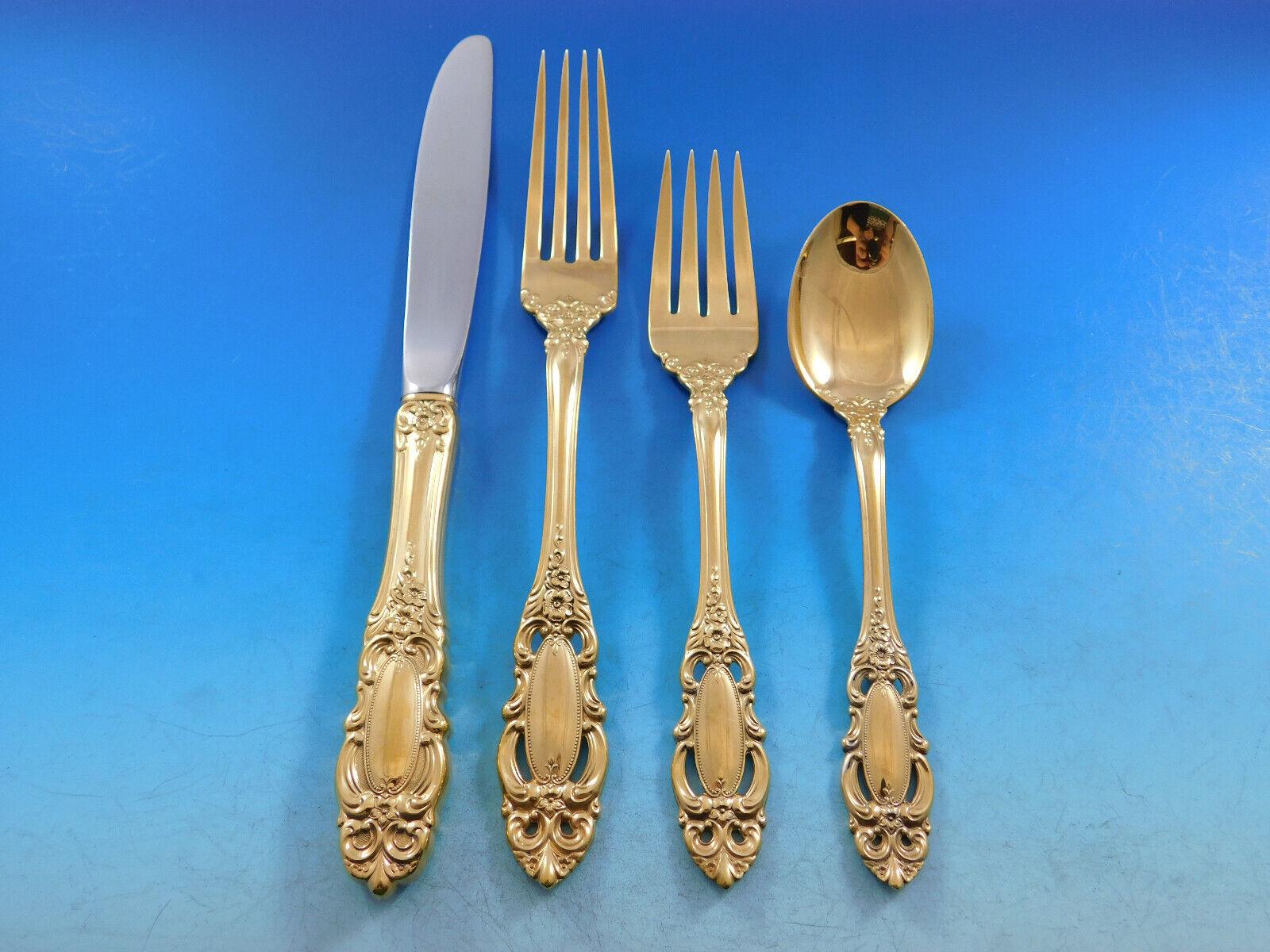 Grand Duchess Gold by Towle Sterling Silver Flatware Set 12 Service 60 Pc Dinner For Sale 1