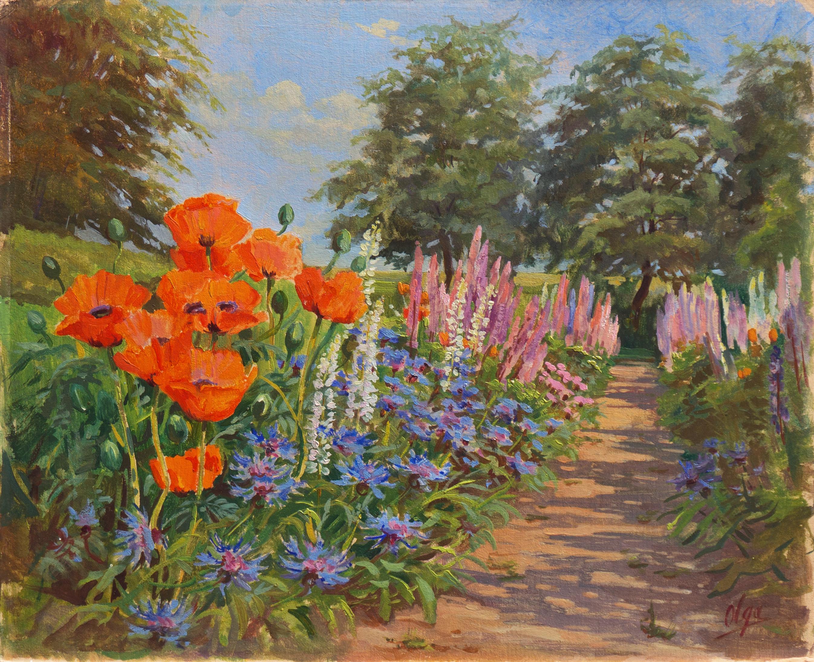 Landscape Painting Olga Alexandrovna - « Le jardin de la ferme de Knudsminde », tsar Nicolas II, reine Elizabeth II, russe