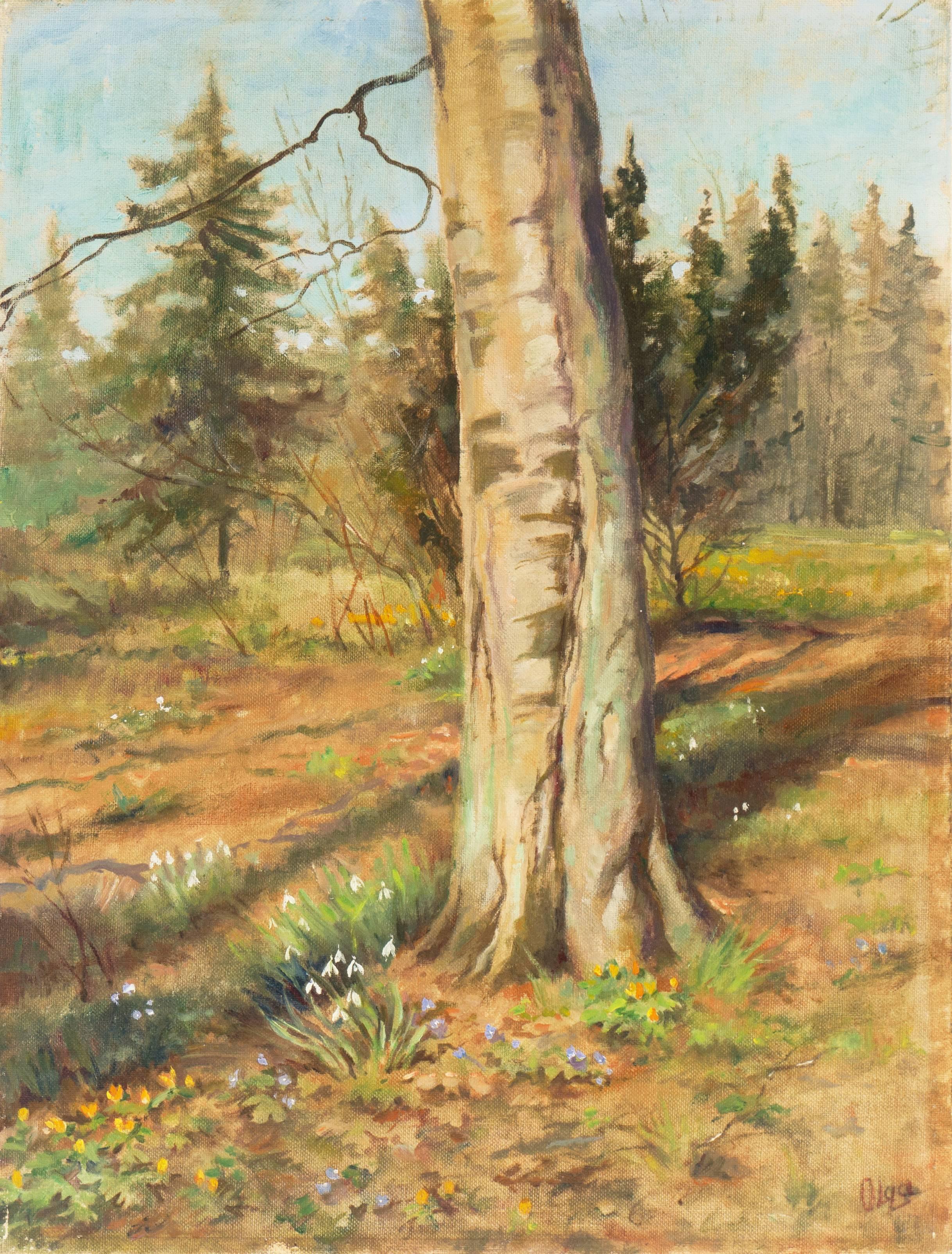 'Spring at Knudsminde Farm', Tsar Nicholas, Alexander III, Russian Royal Family - Painting by Olga Alexandrovna