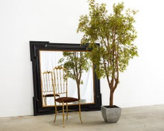 Grand Dutch Baroque Style Ebonized Beveled Glass Ripple Mirror
