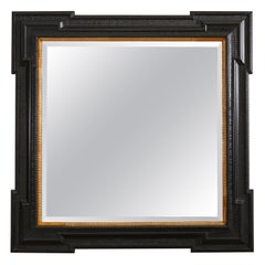 Grand Dutch Baroque Style Ebonized Beveled Glass Ripple Mirror