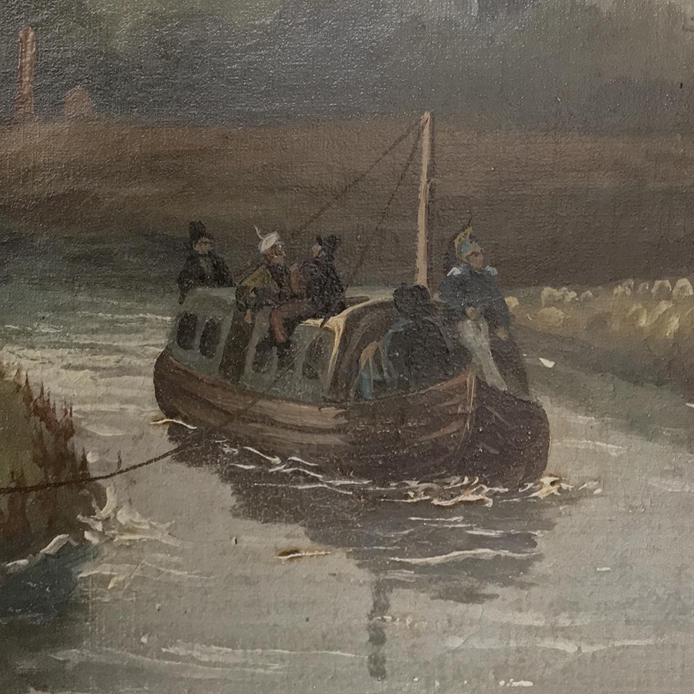20th Century Grand Dutch Landscape Oil Painting on Canvas