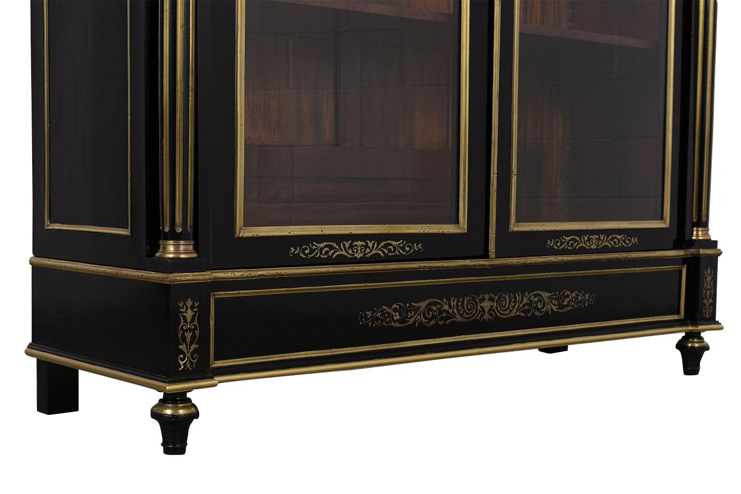 Grand Ebonized 19th Century French Louis XVI-Style Bookcase 9