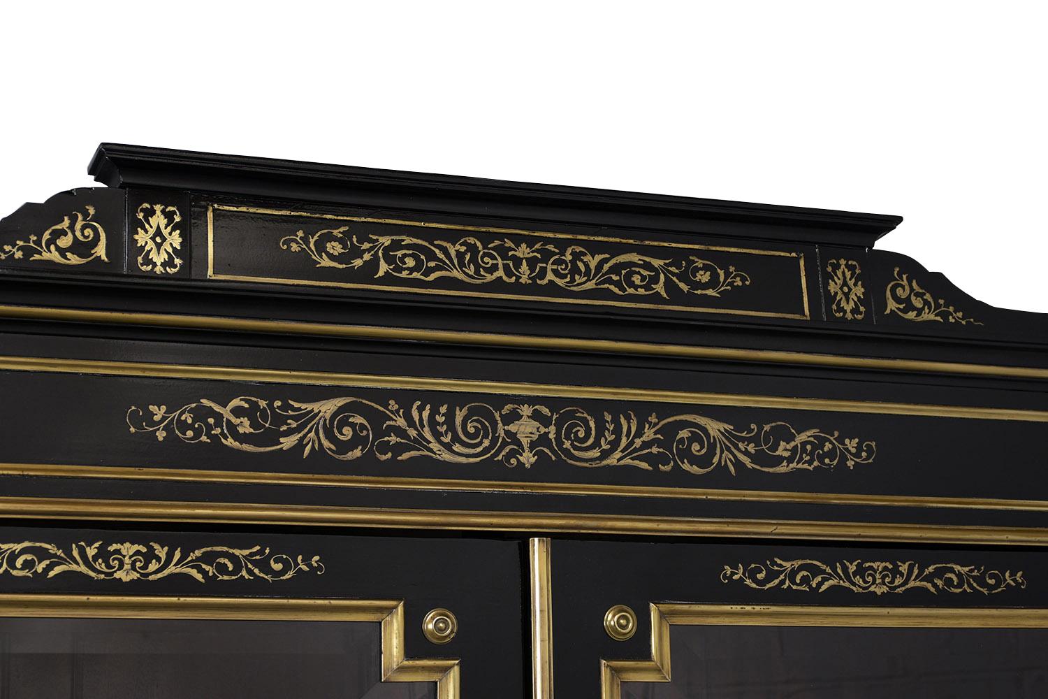 Grand Ebonized 19th Century French Louis XVI-Style Bookcase In Excellent Condition In Los Angeles, CA