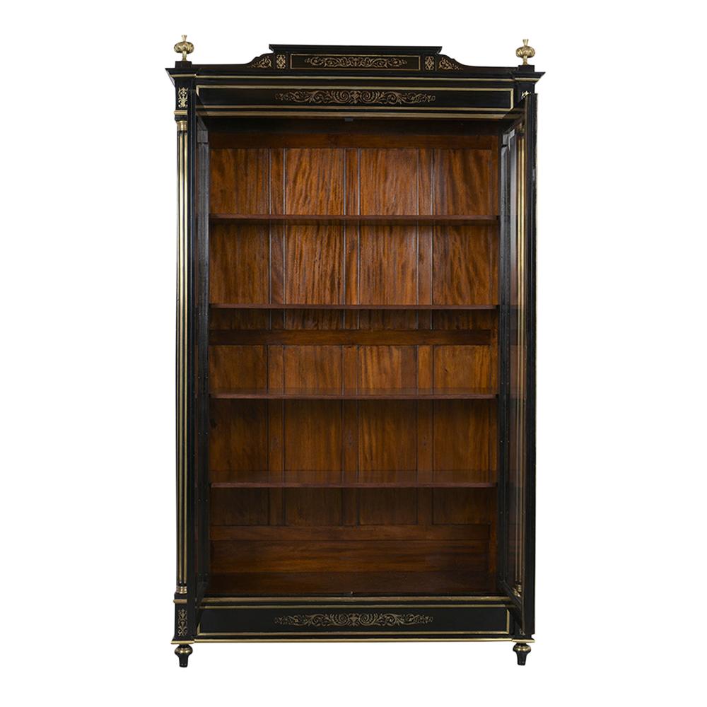 Grand Ebonized 19th Century French Louis XVI-Style Bookcase 1