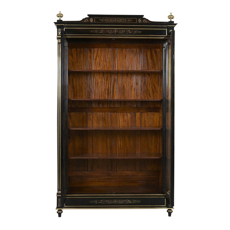 Grand Ebonized 19th Century French Louis XVIStyle Bookcase For Sale at