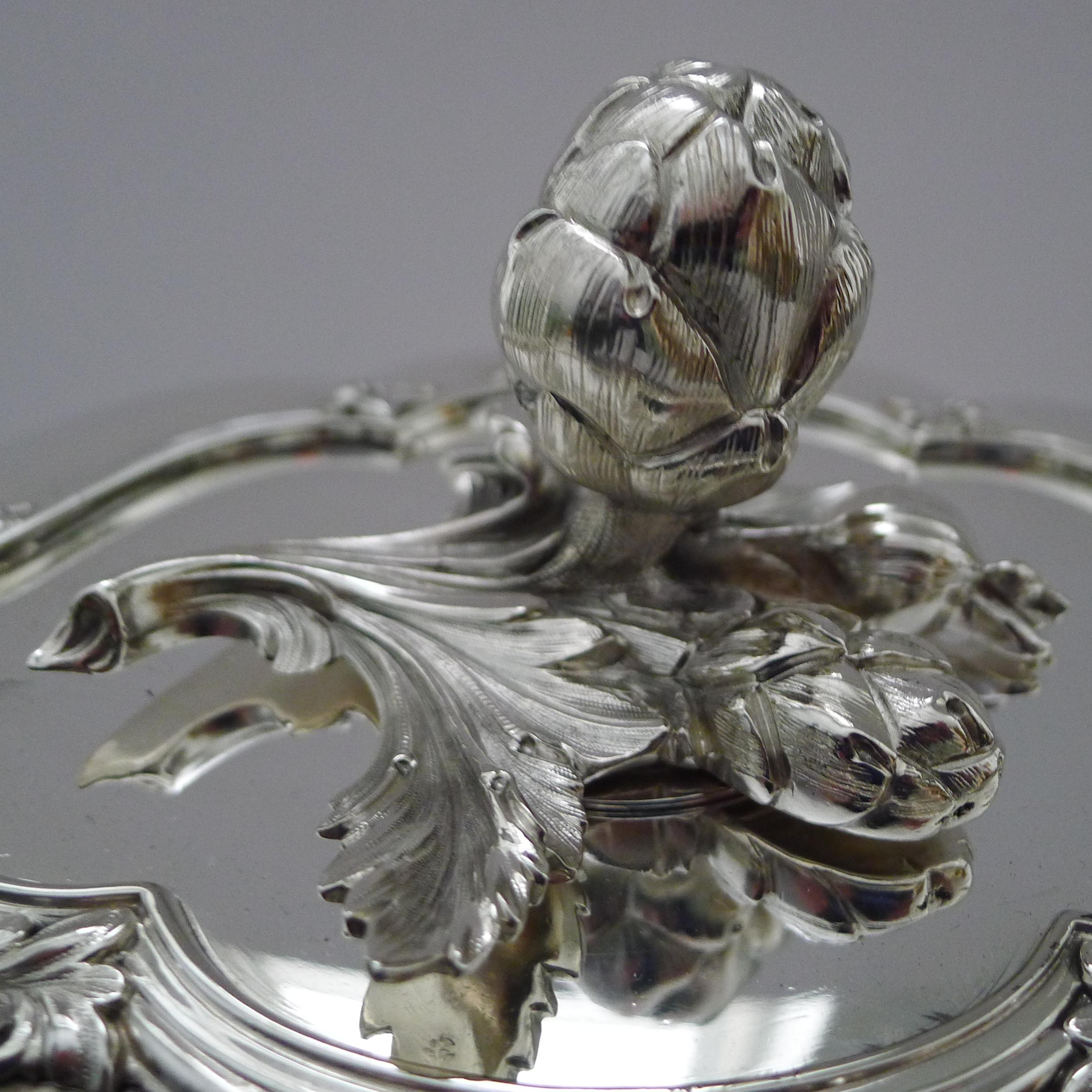 Gran Plato de Plata Elkington Plato de Entrada / Chafing Dish, 1853 Chapado en plata en venta