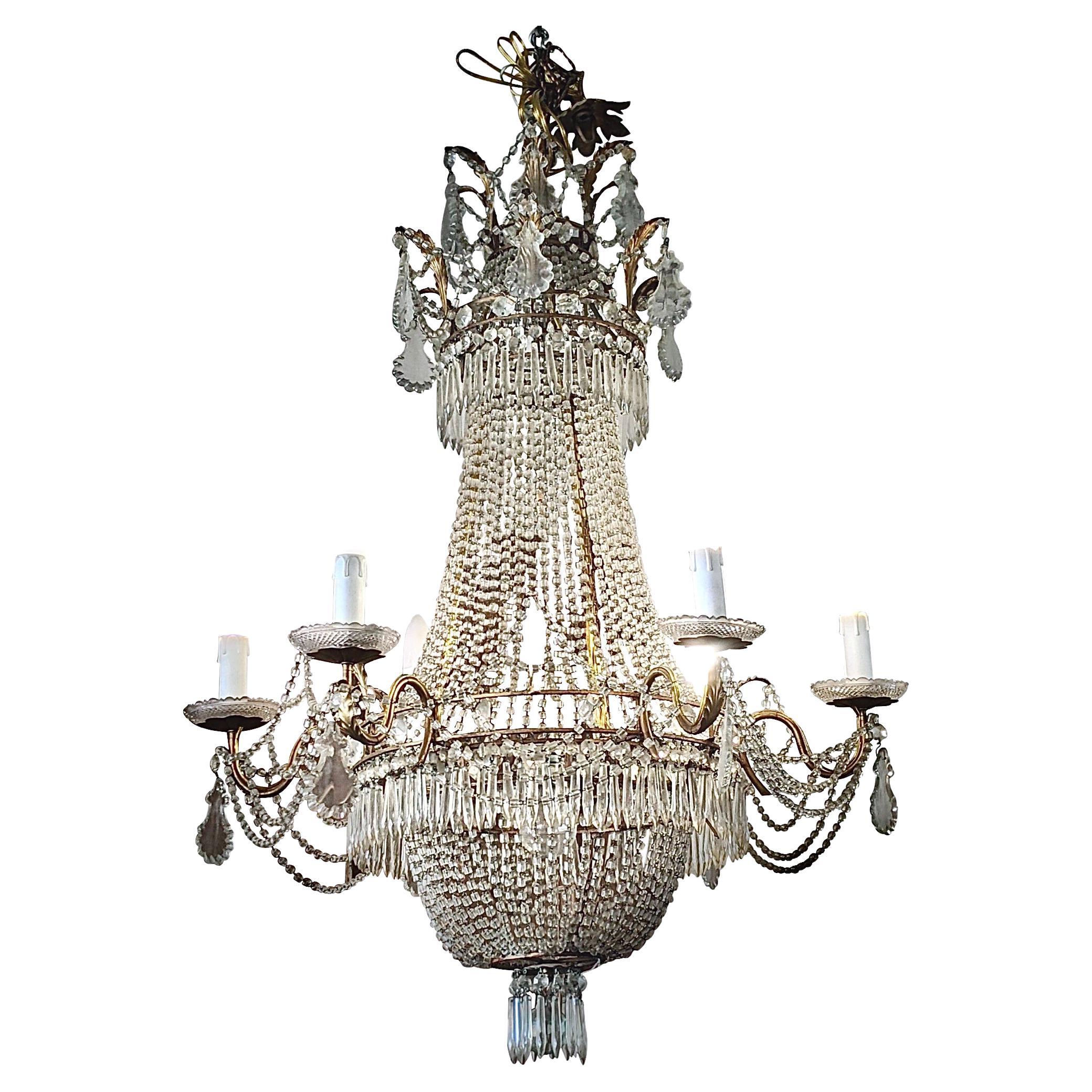 French Empire Grand Crystal Chandelier For Sale at 1stDibs