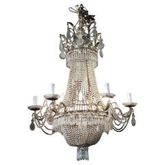 Grand Empire Chandelier, Brass and Crystal, 1800