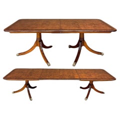 Grand English Mahogany Banquet Table with Two Original Leaves