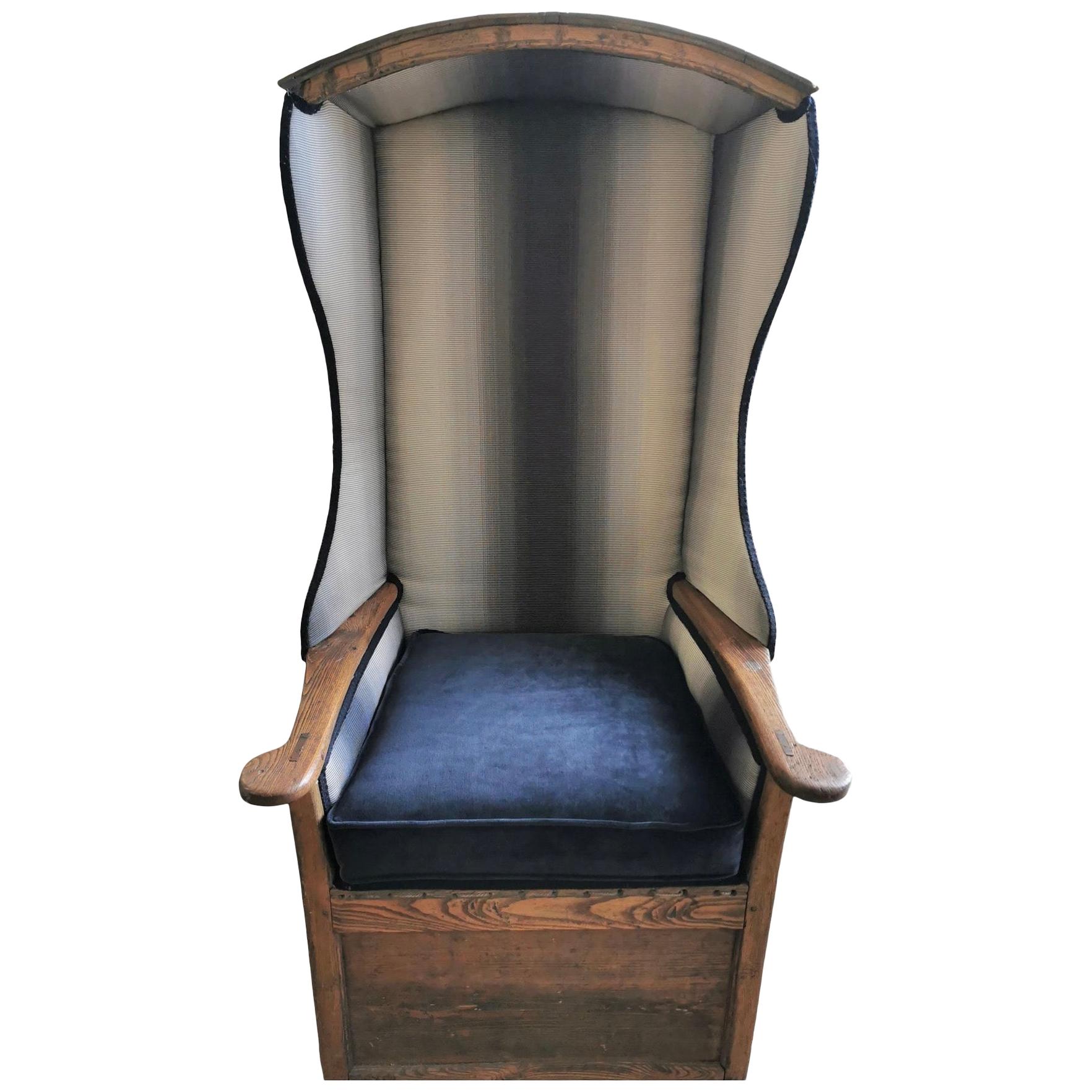 Grand English Oak Porters Canopy Chair, Mid-19th Century