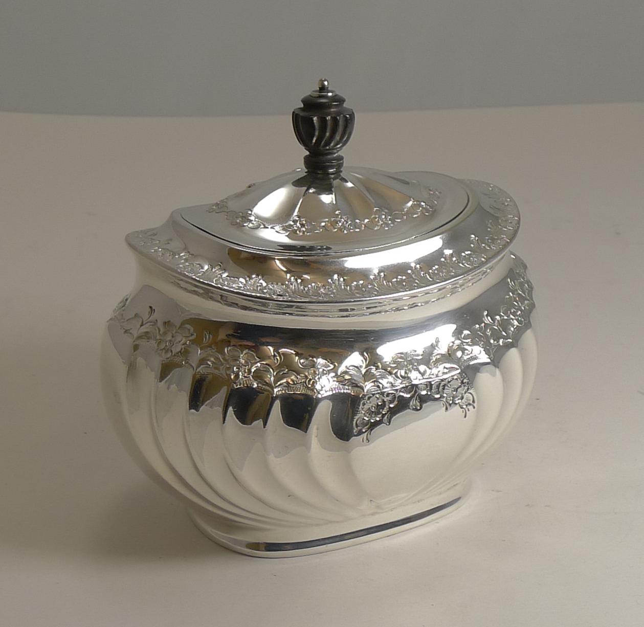 Grand English Silver Plated Tea Caddy by Atkin Brothers, Reg. 1889 5