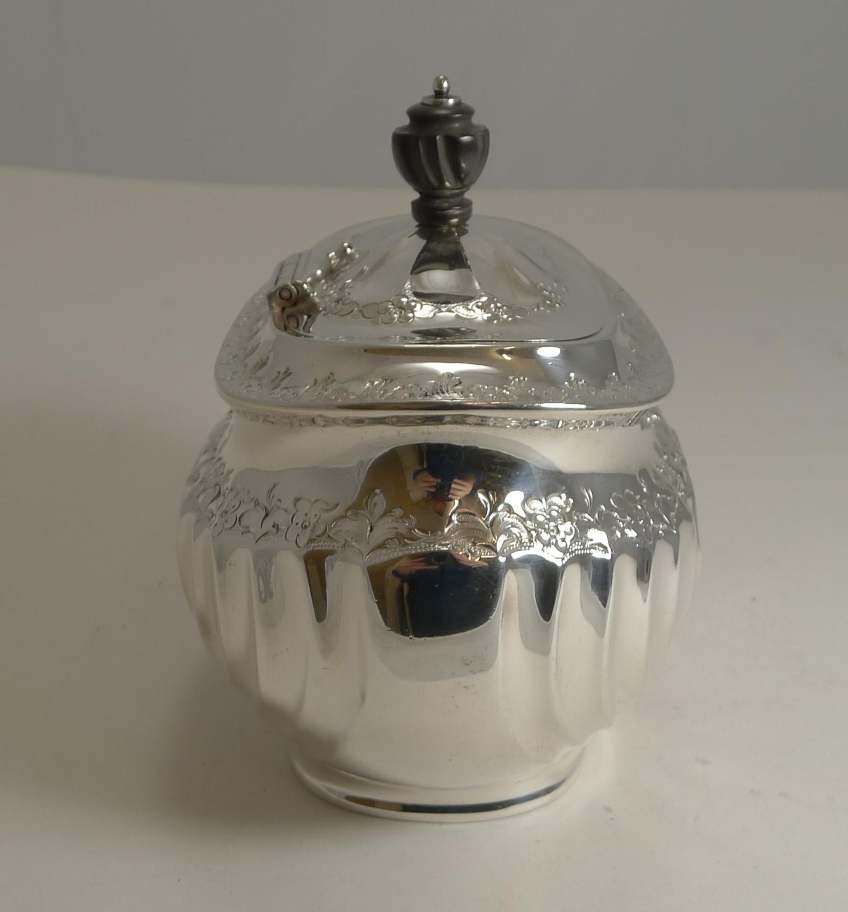 Late Victorian Grand English Silver Plated Tea Caddy by Atkin Brothers, Reg. 1889