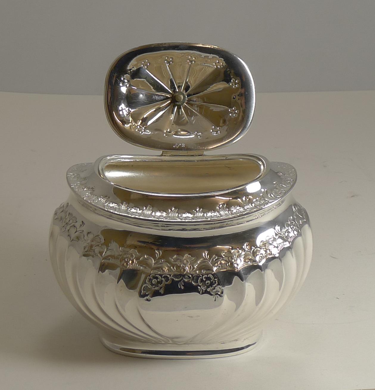 Grand English Silver Plated Tea Caddy by Atkin Brothers, Reg. 1889 4