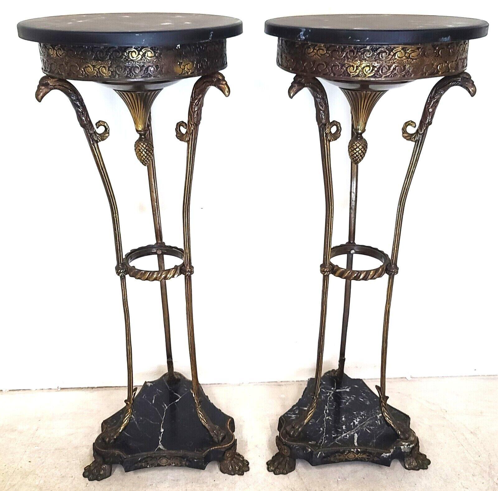 Grand Entrance Italian Brass Griffins & Marble Display Stands, a Pair For Sale 7