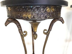 Grand Entrance Italian Brass Griffins & Marble Display Stands, a Pair