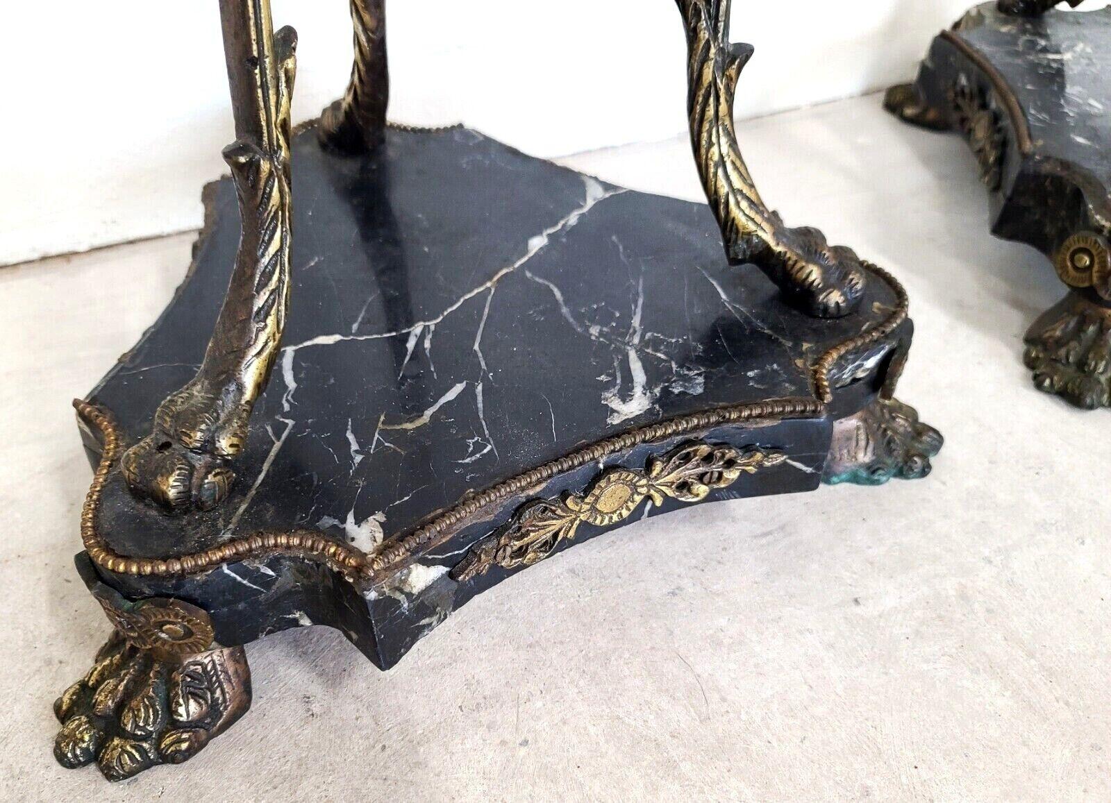 Unknown Grand Entrance Italian Brass Griffins & Marble Display Stands, a Pair For Sale