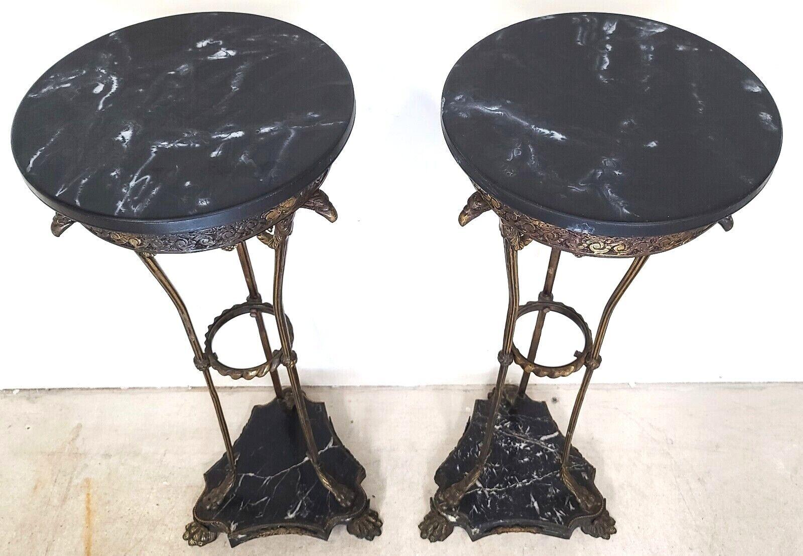 Grand Entrance Italian Brass Griffins & Marble Display Stands, a Pair In Good Condition For Sale In Lake Worth, FL