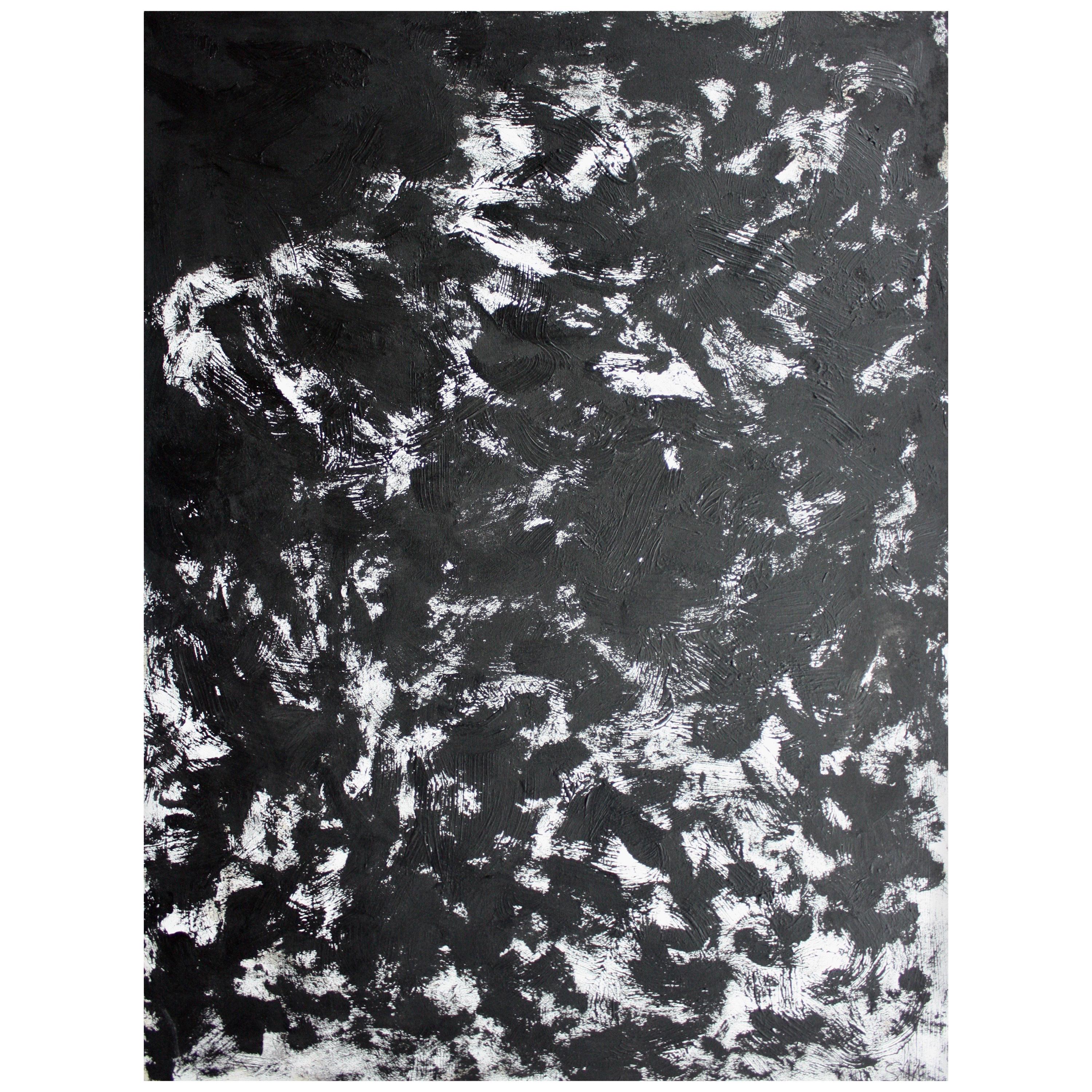"Grand Expression" Black and White Large Abstract Painting by Sax Berlin For Sale