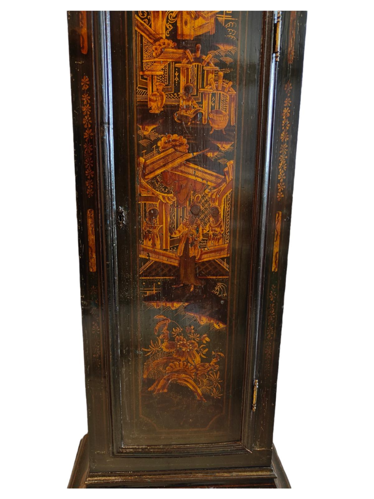 Baroque Grand Father Case Clock with Chinese Figures 19th Century For Sale