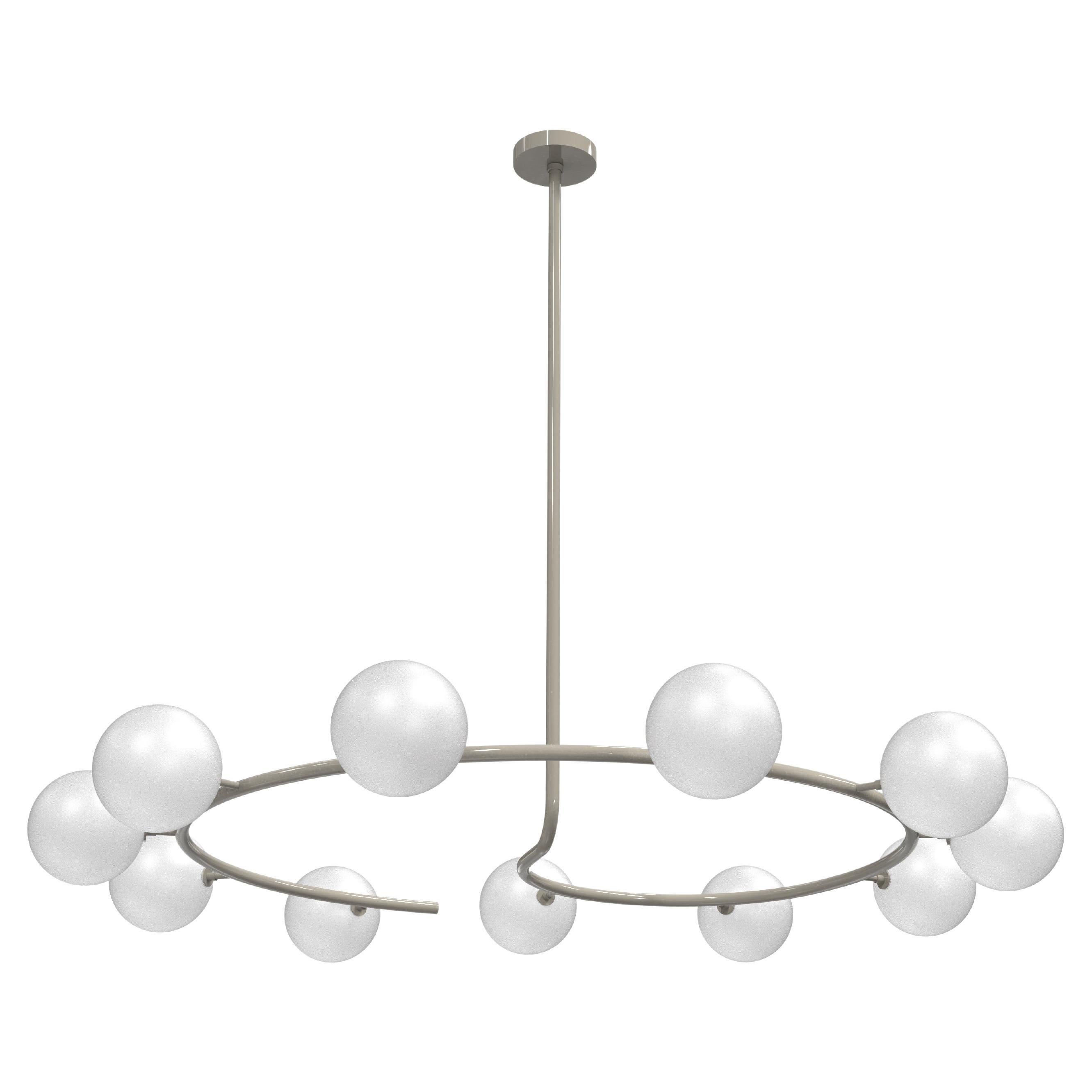 Grand Fibonacci 11 Globe Chandelier in Brass, Enamel & Blown Glass