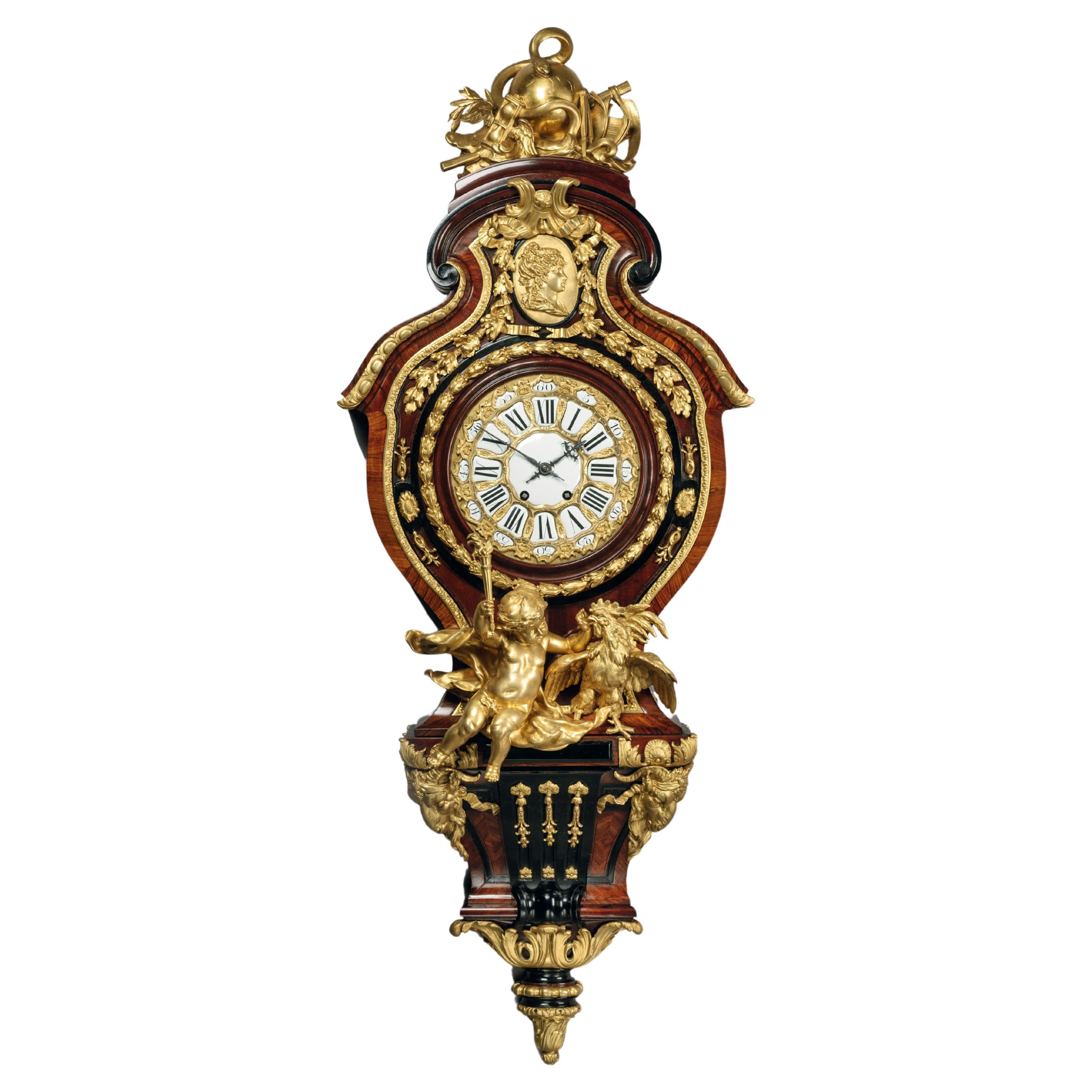 Grand Figural Cartel Clock, After a Design by Gilles-Marie Oppenord For Sale