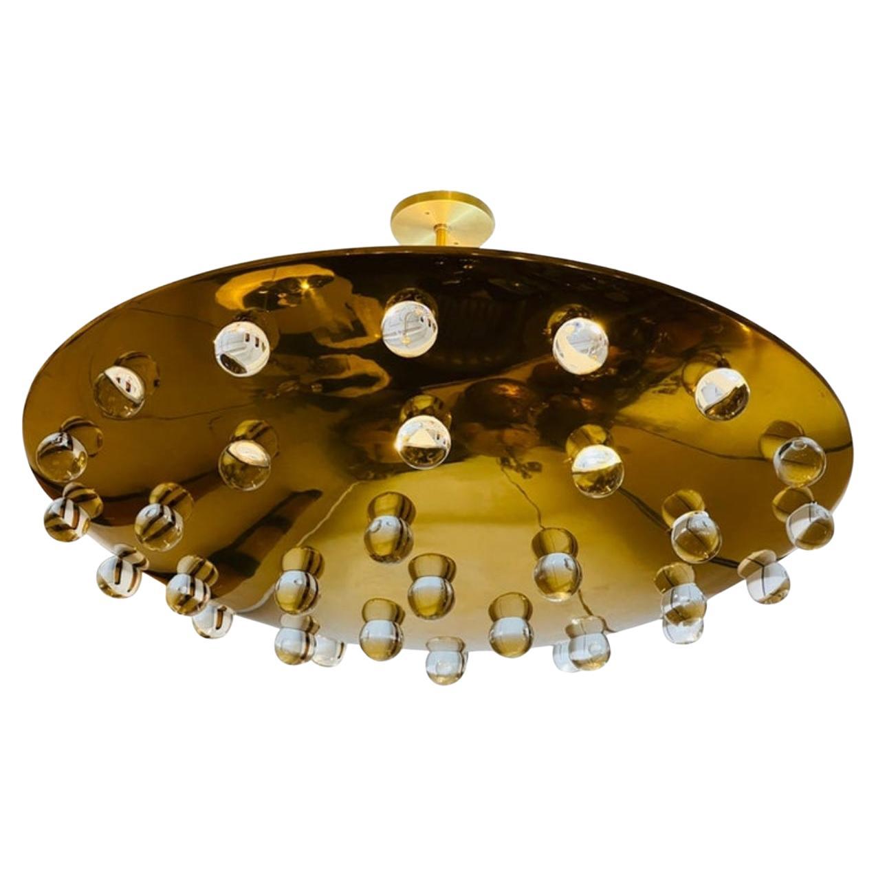 Grand French 1960s Crystal Flush Ceiling Light, Midcentury For Sale