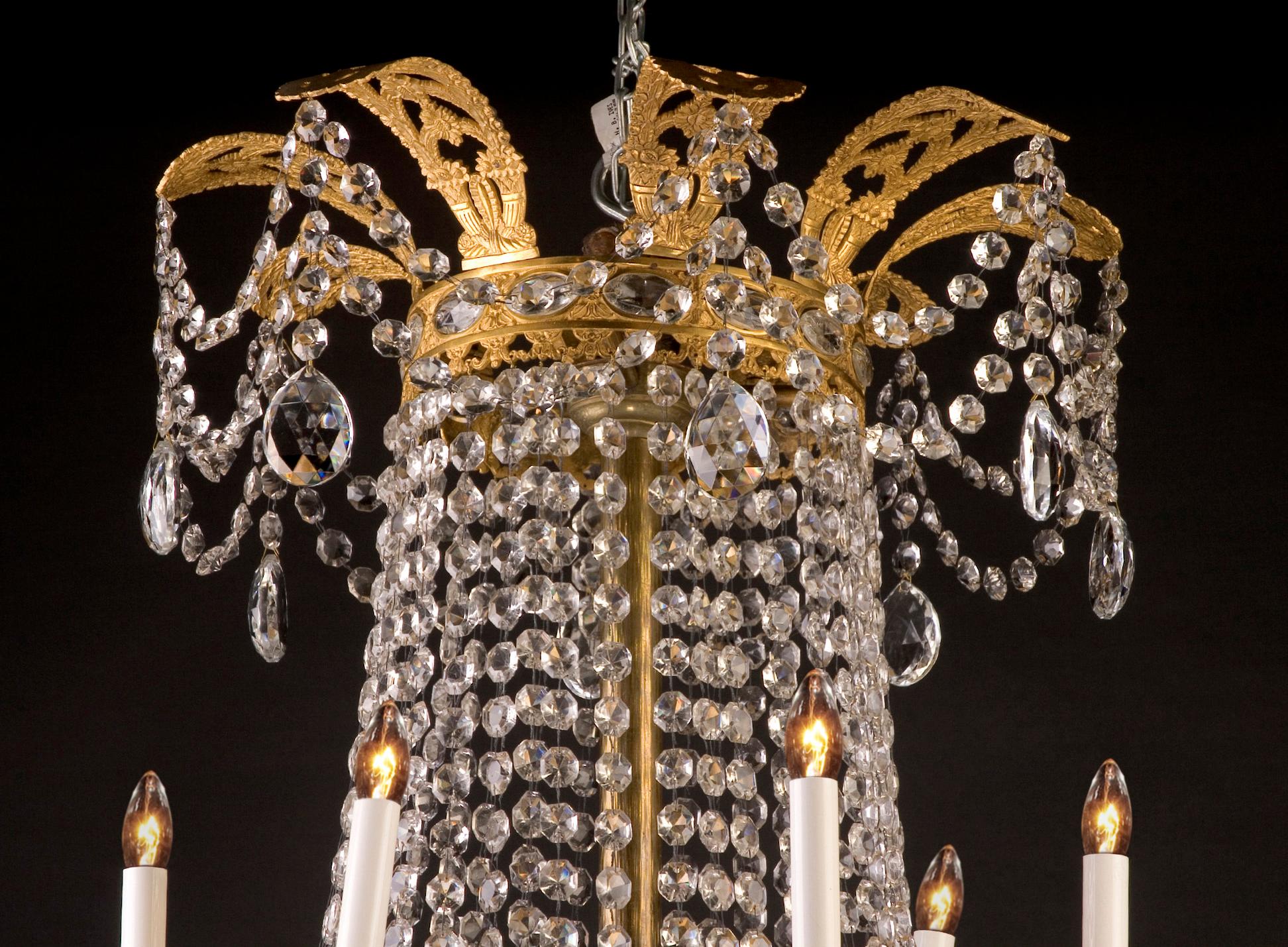Grand French 19th Century Empire Bronze d’Ore and Crystal Chandelier For Sale 1