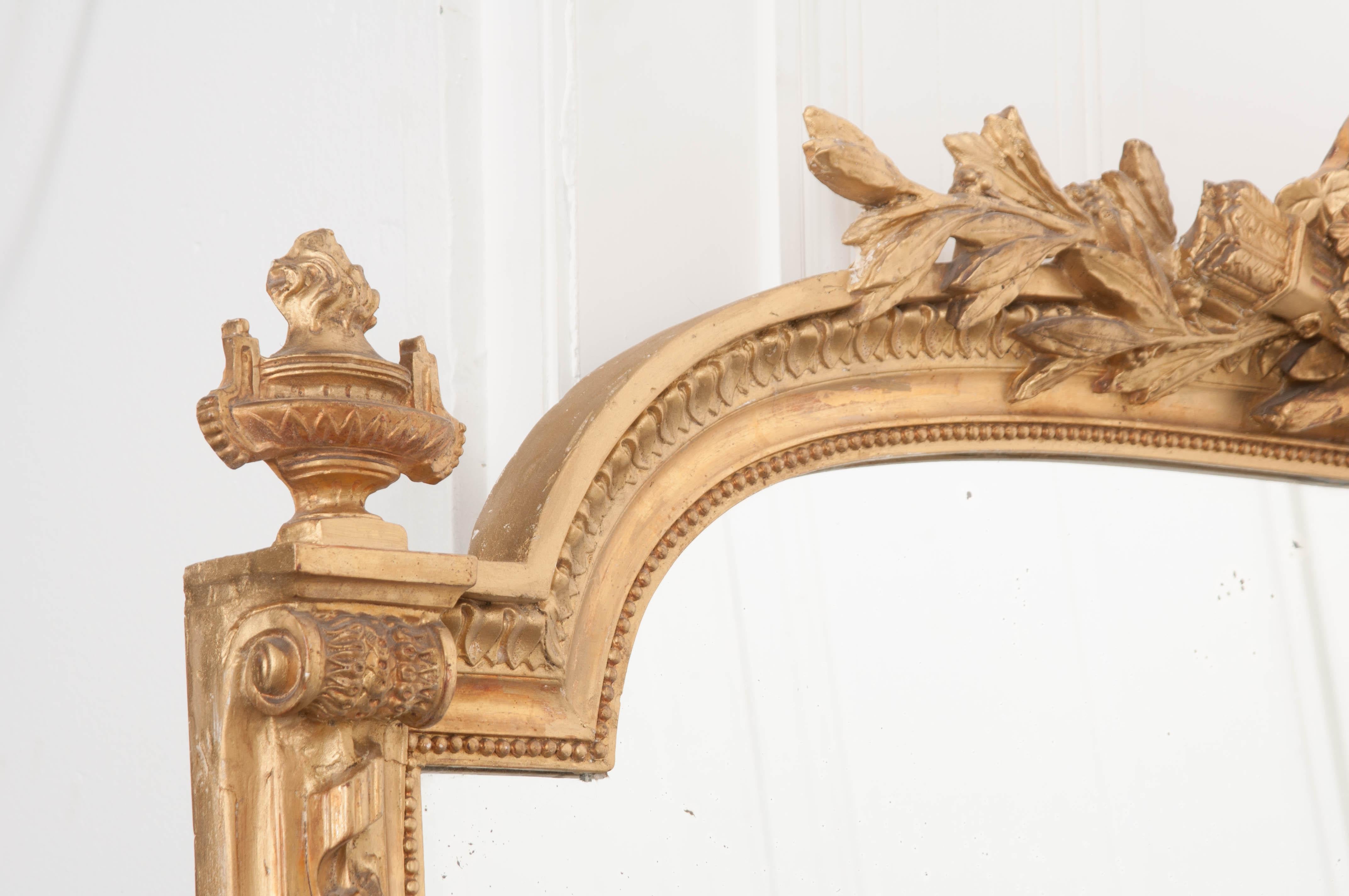 Grand French 19th Century Giltwood Mantle Mirror In Good Condition In Baton Rouge, LA