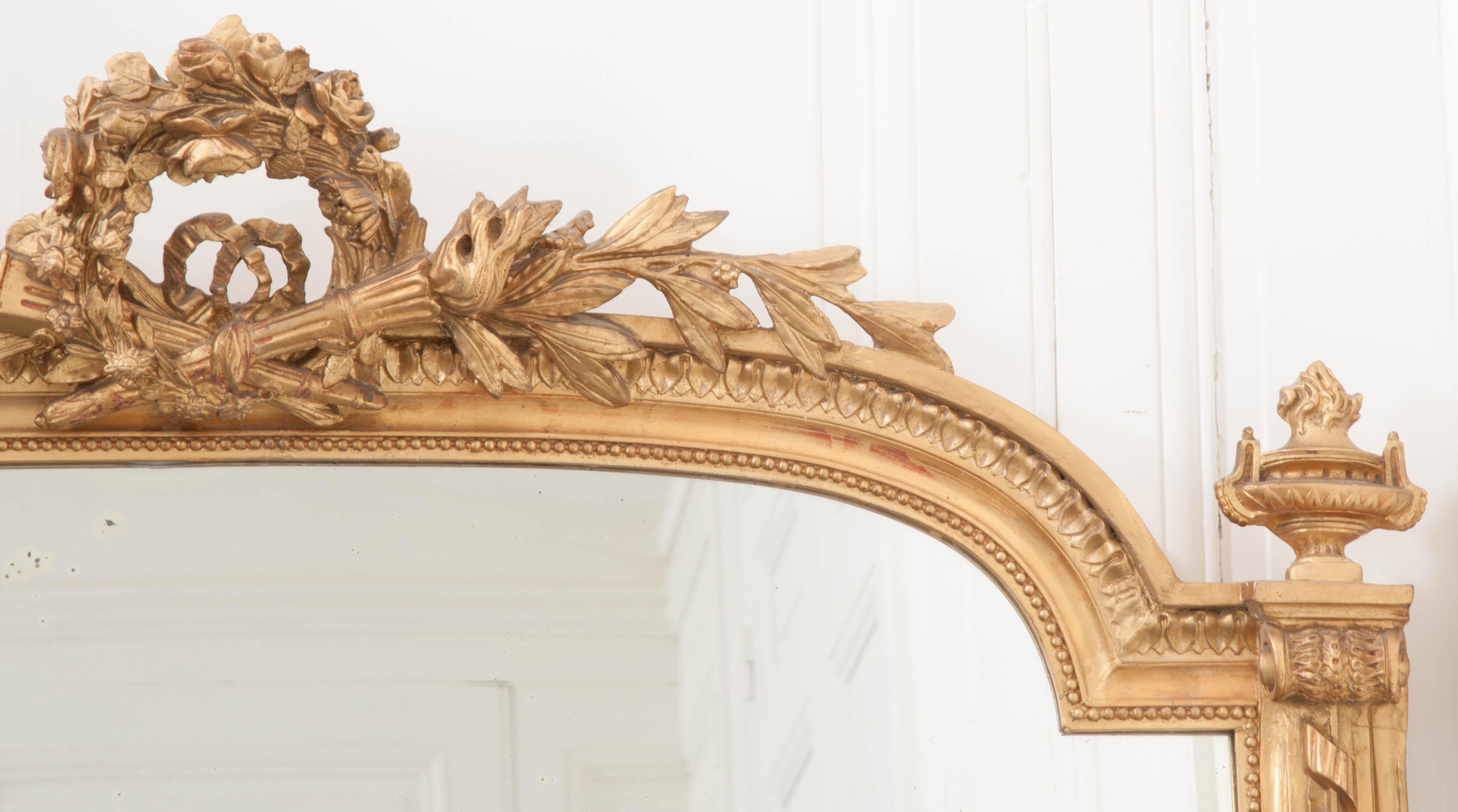 Grand French 19th Century Giltwood Mantle Mirror 1