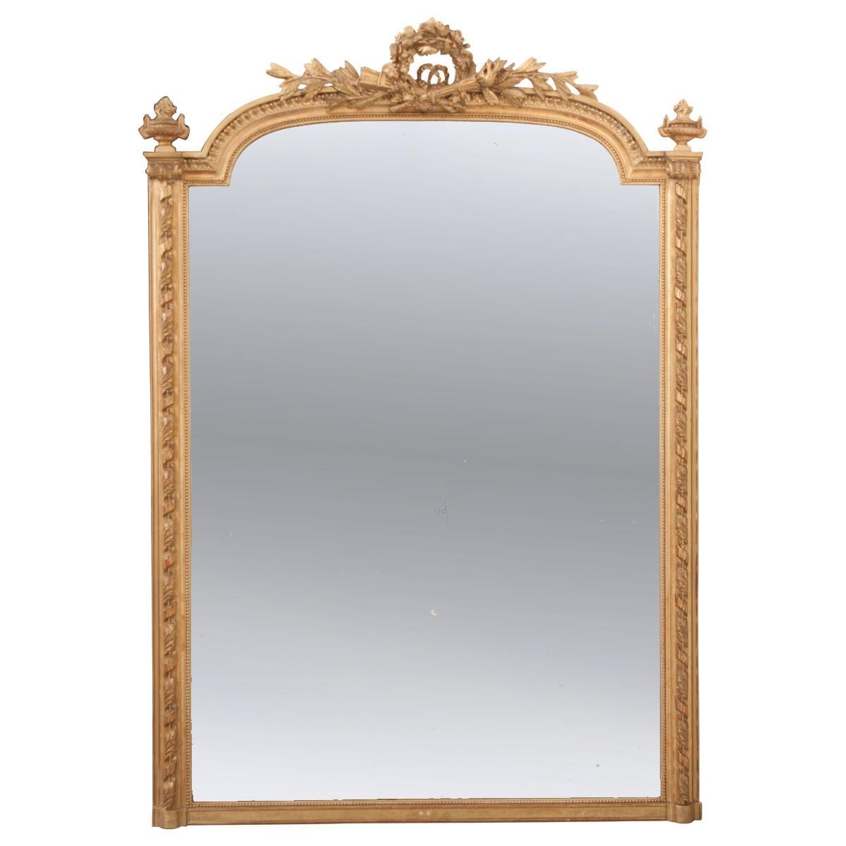 Grand French 19th Century Giltwood Mantle Mirror