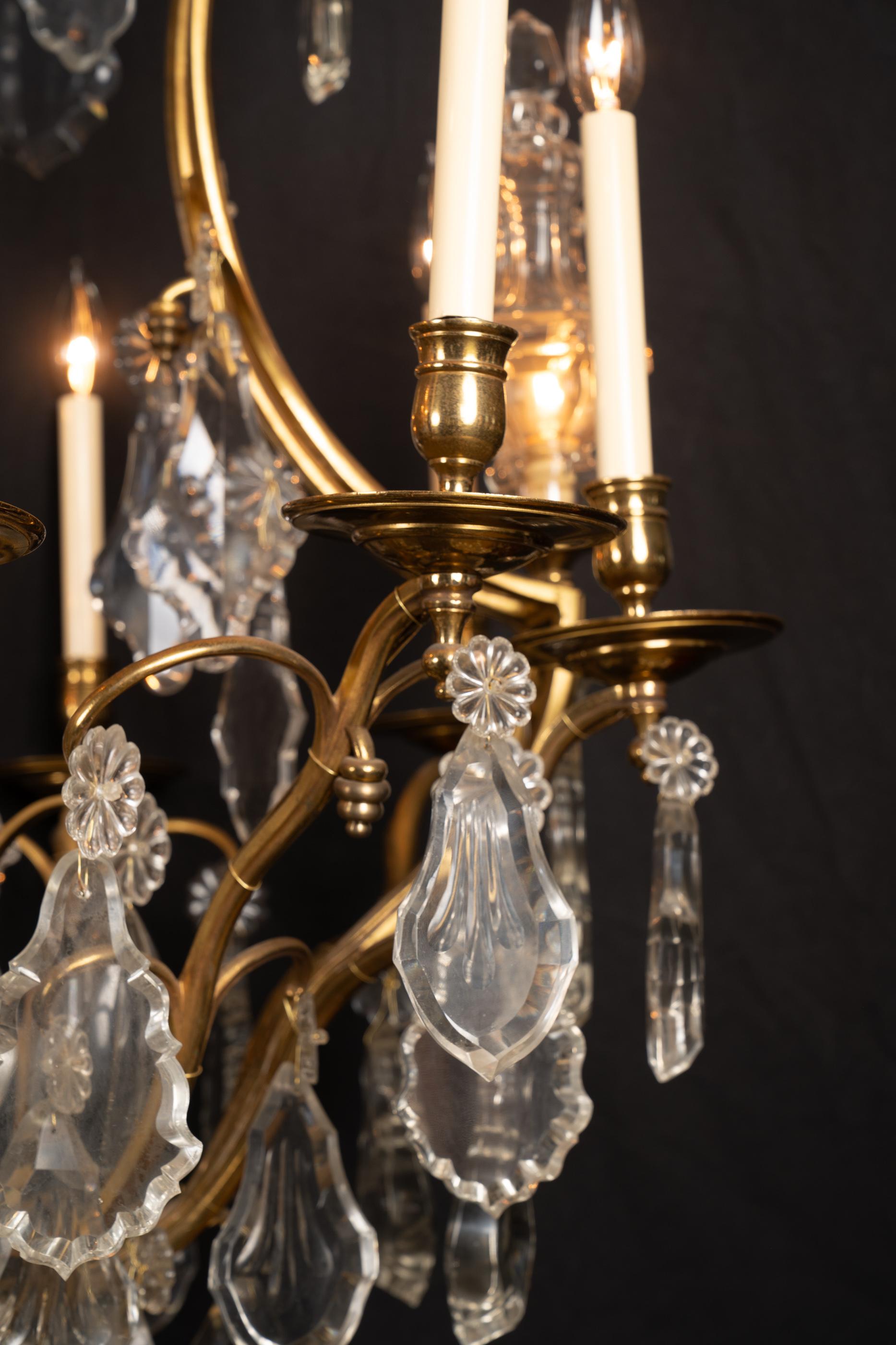 Grand French 19th Century Louis XV Bronze d’Ore and Crystal Chandelier For Sale 1