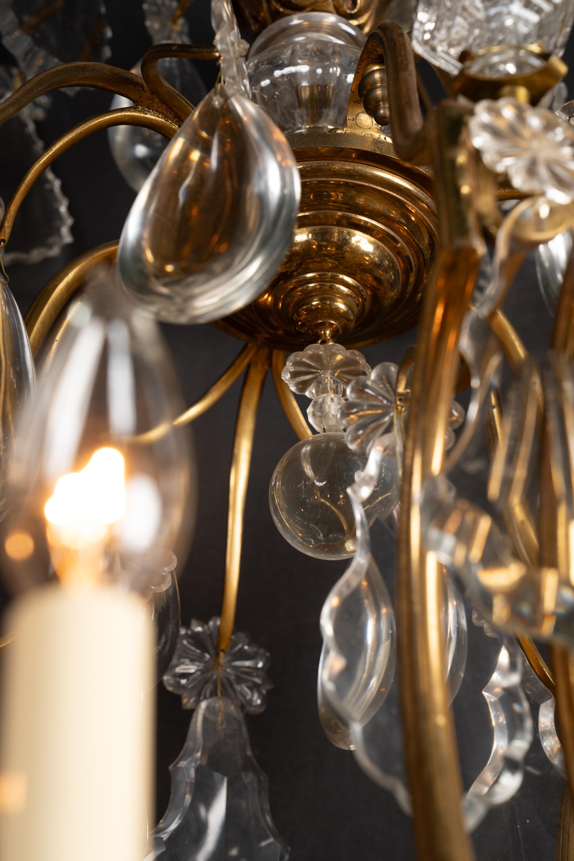 Grand French 19th Century Louis XV Bronze d’Ore and Crystal Chandelier For Sale 2